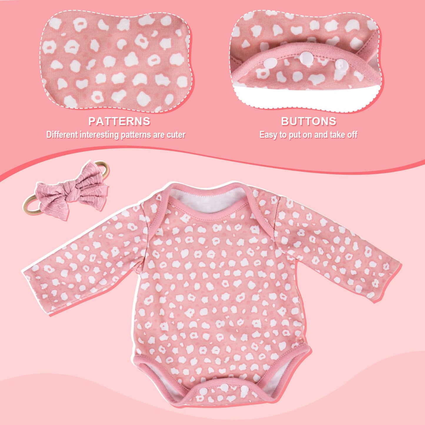 Aori Reborn Baby Dolls Clothes 20 inch Floral Printed Outfit Set for 17-20 Inch Reborn Doll Newborn Girl