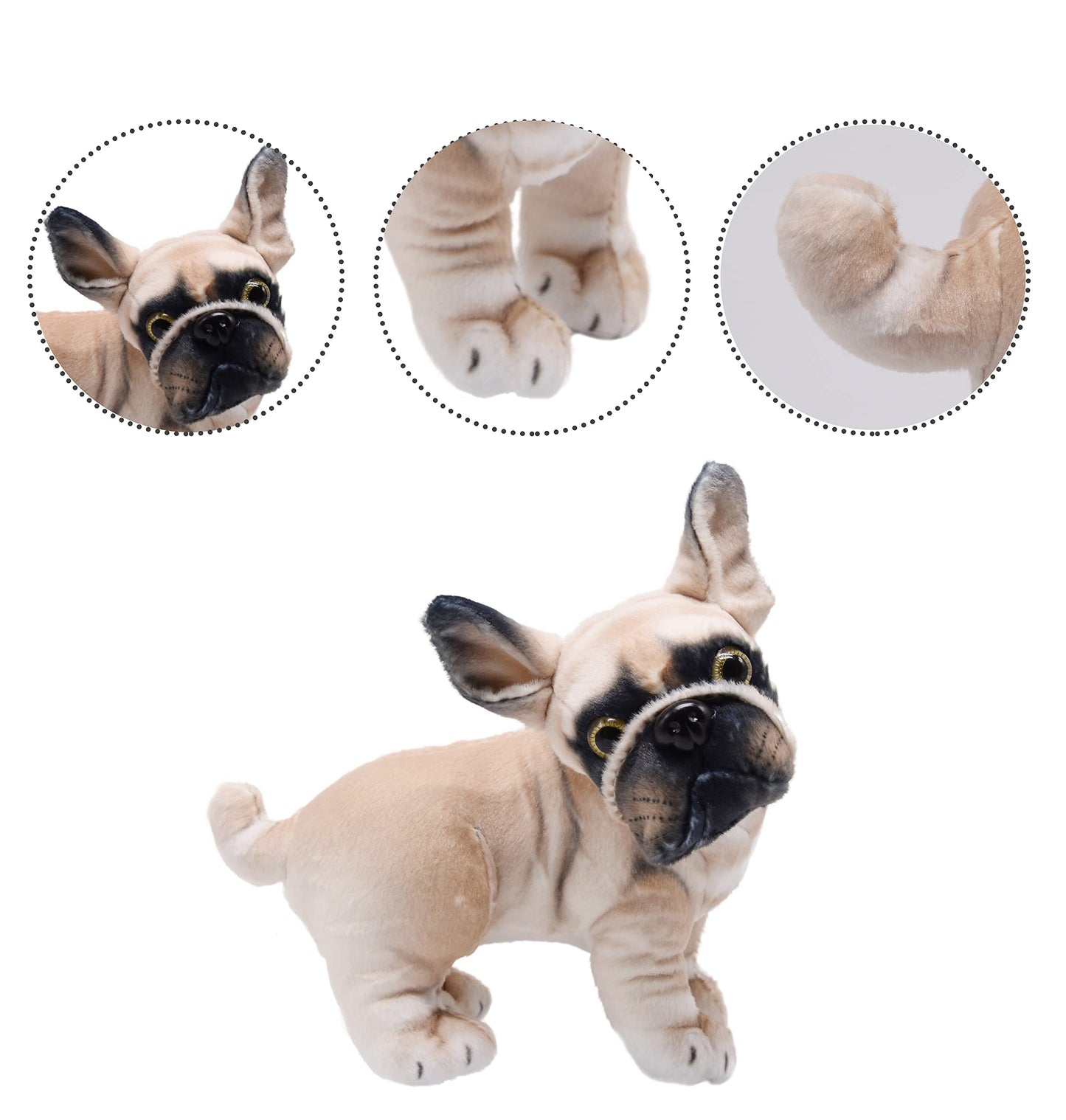 Yonlit Lifelike French Bulldog Stuffed Animal Animated Plush Puppy Toy Doll Super Realistic Dogs Act Like Real Excellent Gifts For Kids Birthday Party Dog Collection 9 Inches (Bulldog)