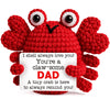 Gifts for Dad Father from Daughter Son Positive Crochet Crab Emotional Crochet Animals Mini Handmade Birthday Gift for Christmas Thanksgiving Halloween
