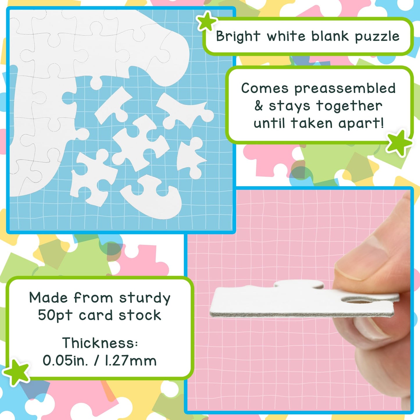Hygloss Products 12 Blank Person-Shaped Puzzles – 8.5 X 10.5 Inches – Ideal For All-About-Me Activities – Write, Draw, And Decorate – 26 Pieces Each