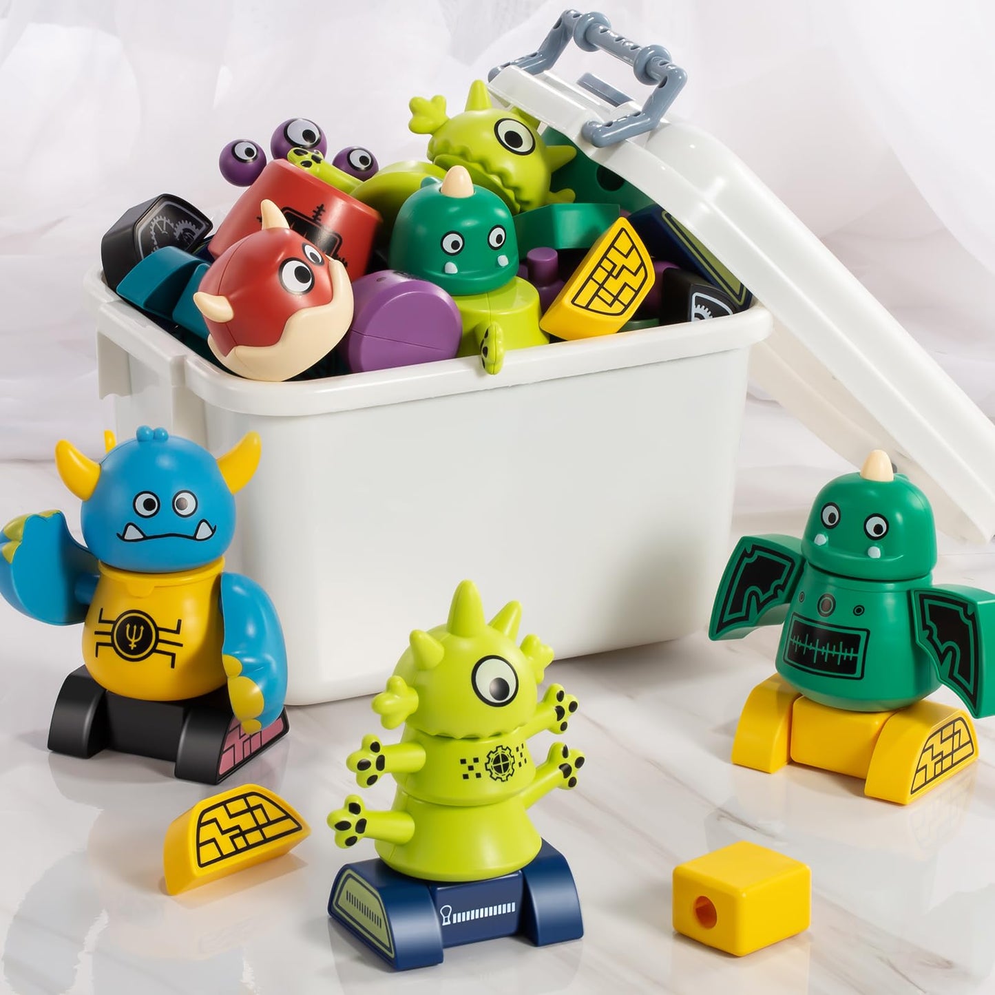 Temi Magnetic Robot Toy For 3-5 Years Old - Monster Blocks Stacking Transform Toys With Storage Box, Set For Kids Age 3 4 5 6 7 Years Old Boys, Christmas & Birthday Gift