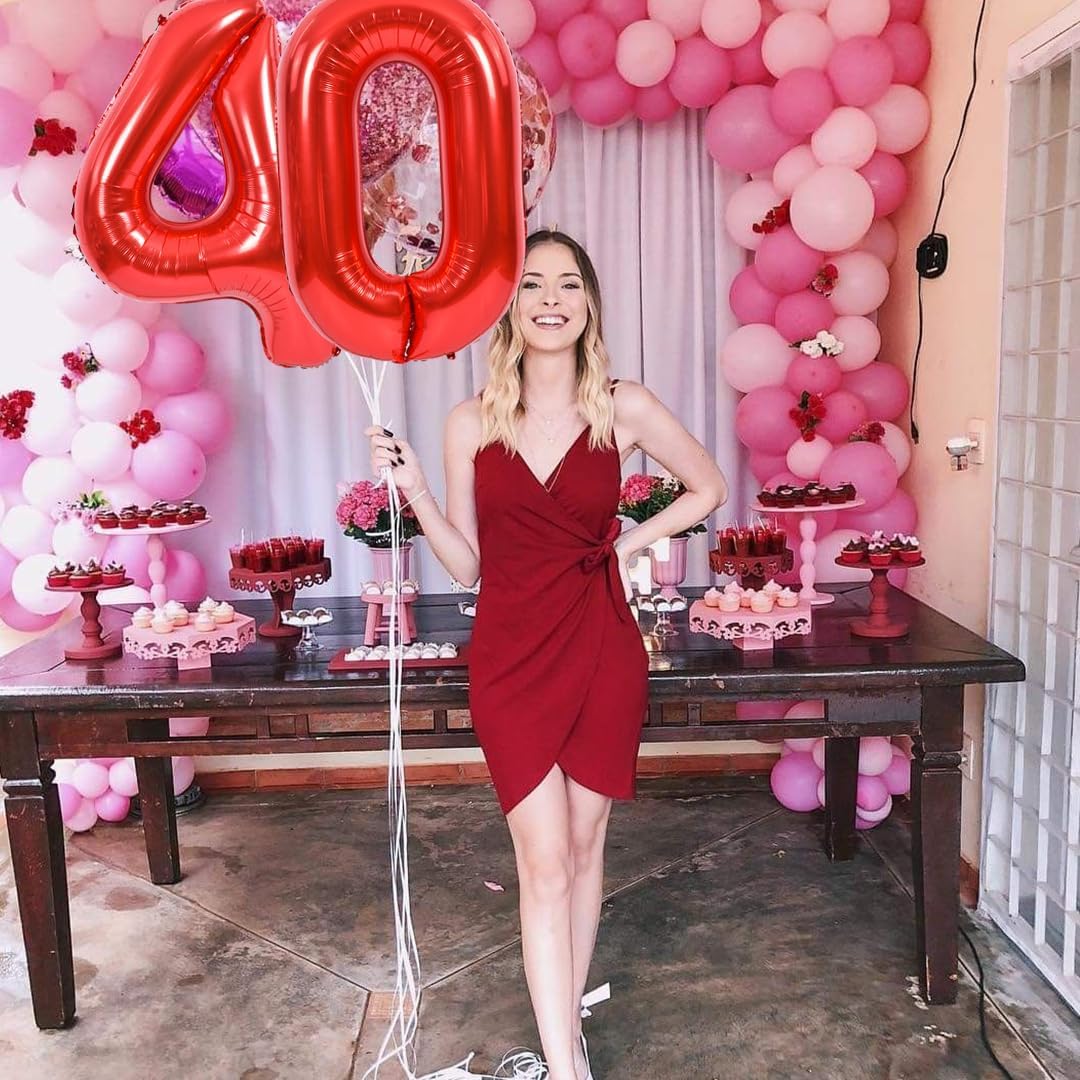 Toniful 40 Inch Large Red Number 70 Balloons Giant Digital 70 Helium Balloons, Foil Mylar Big Number Balloons For 70Th Birthday