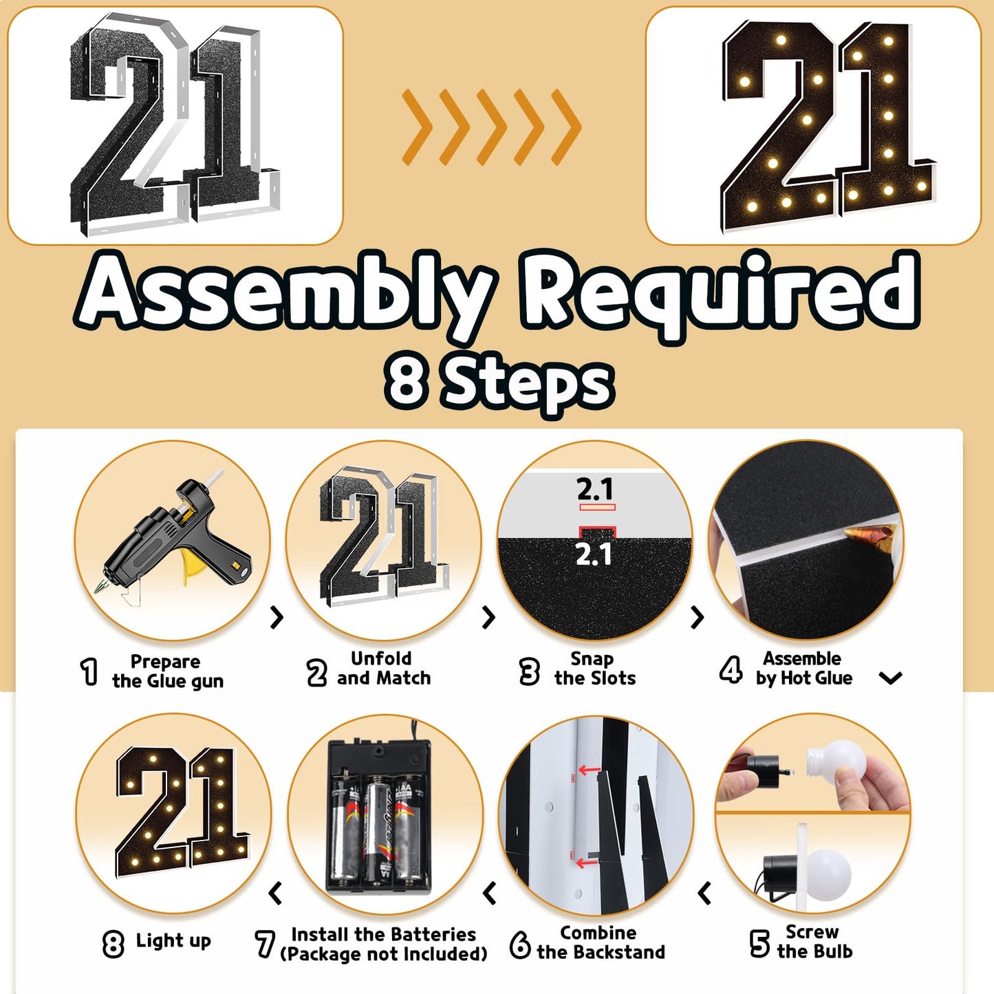 Imprsv 3Ft Black 21St-Birthday Decorations Numbers: 21St Birthday Party Anniversary Decorations Large Light Up Numbers 21 For Hi