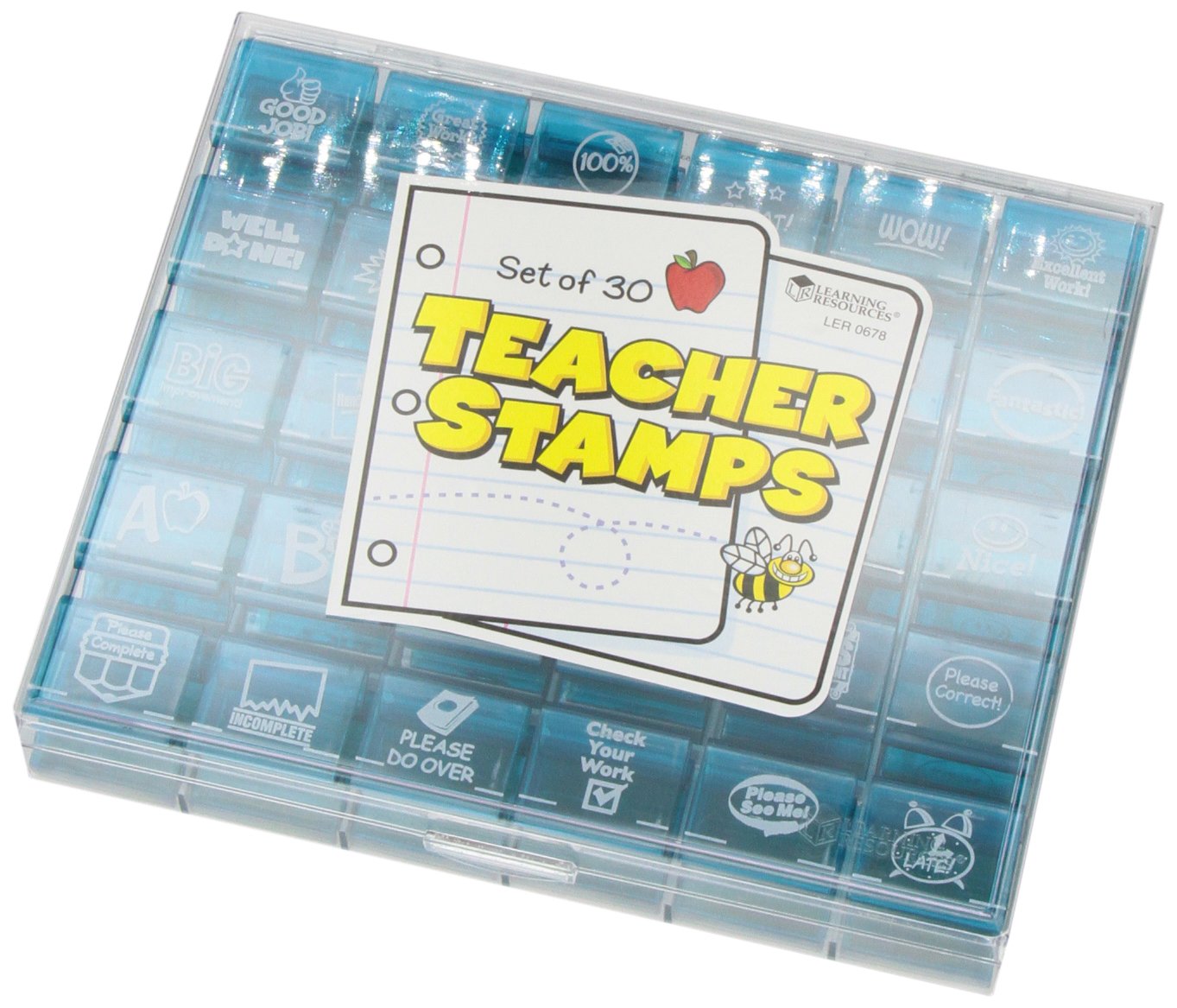 Learning Resources Jumbo Illustrated Teacher Stamps, Set of 30, Ages 3+, Messages Stamps for Homework School Classroom, Back to