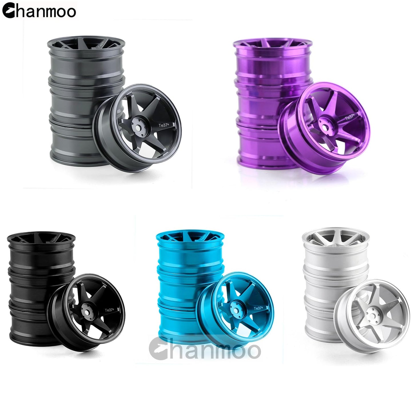 Chanmoo 1/10 Rc On Road Wheels Rims 12Mm Hex Alloy Aluminum Drift Hubs For 1:10 Rally Racing Car Tires Tamiya Tt01 Tt02 Xv01 Ta0