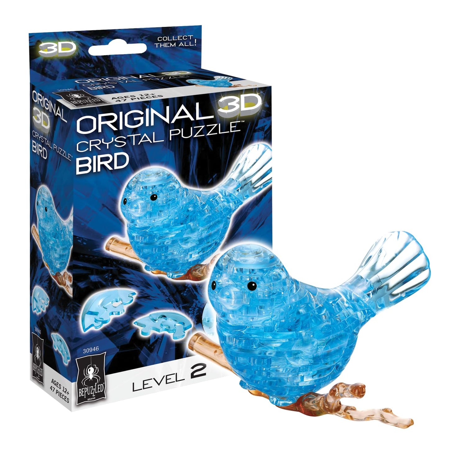 Bepuzzled Original 3D Crystal Puzzle - Bird - Fun yet challenging brain teaser that will test your skills and imagination For Ages 12+-New