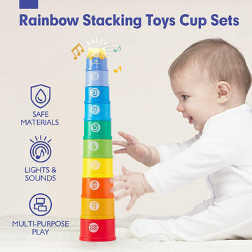 Hahaland Stacking Toys For Toddlers 1-3 - Stacking Cups - Toddler Toys Age 1-2 Learning Montessori Toys For 1 Year Old Boy Birth
