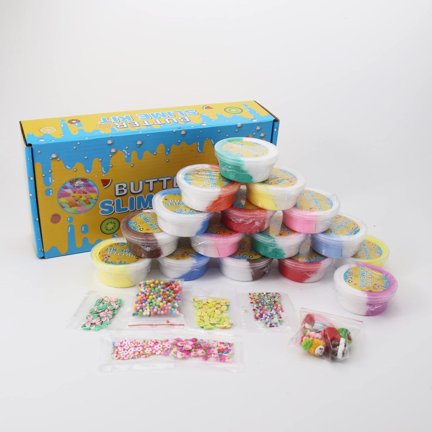 16 Pack Two-Toned Butter Slime Kit,Diy Educational Slime Toys Super Soft And Non-Sticky Toy For Gilrs.Party Favor For Kids Girls & Boys 6 7 8 9 10 11 12 +