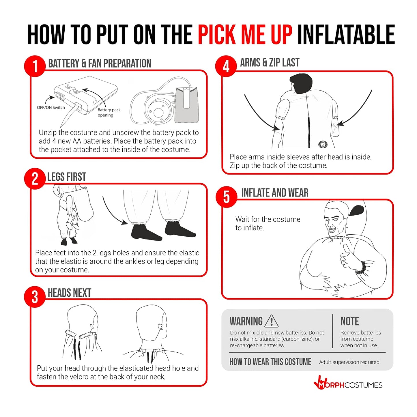 Morph Kids Inflatable Alien Costume, Blow Up Alien Outfit for Children, Halloween Costumes for Kids, Boys Halloween Costume