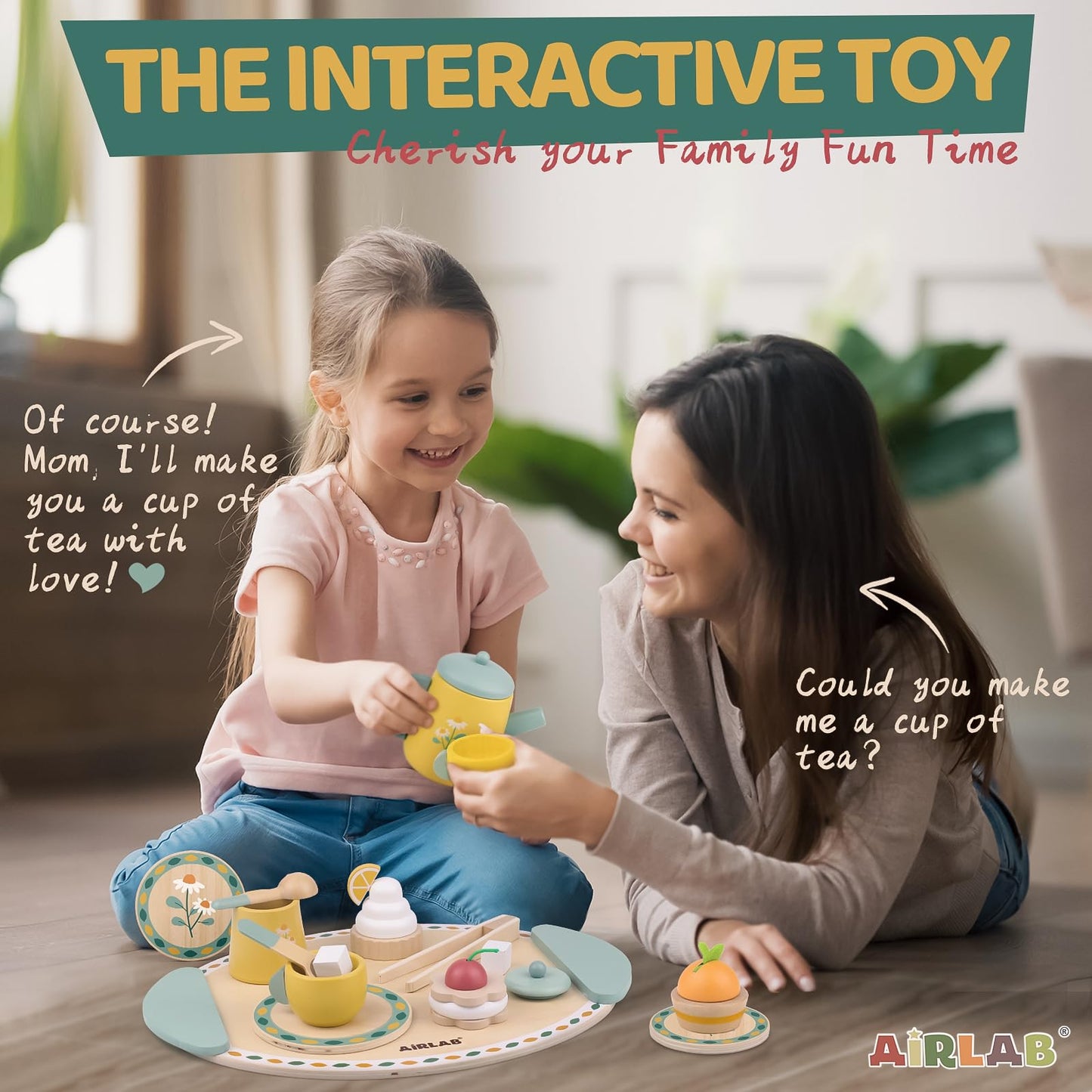 Tea Sets for Toddlers 3-5 Girl Birthday Gift 2 Year Old Princess Party Wooden Play Food Toy Sets for Kids Kitchen Accessories Ag
