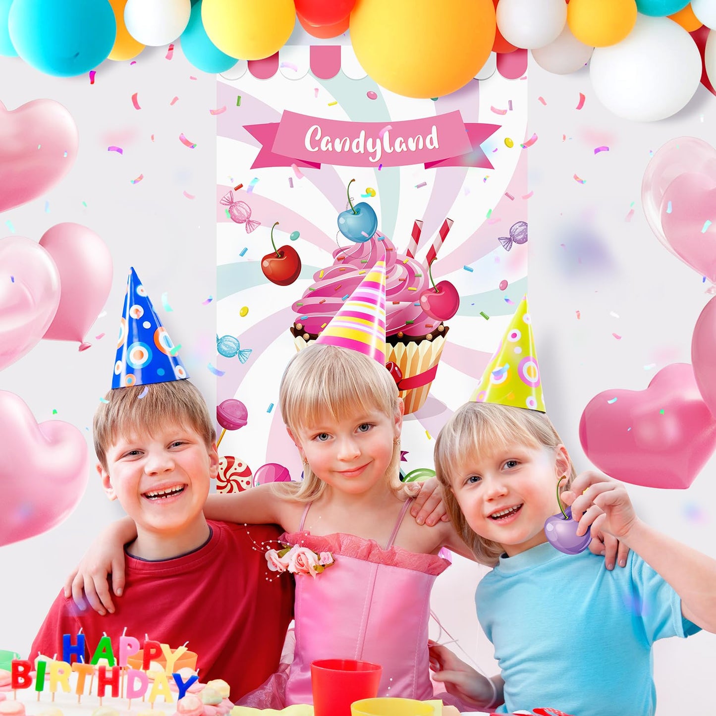 Pin The Cherry On The Cupcake Game For Kids Birthday Pin Game Girls Birthday Party Games Candy Land Party Decorations, Large Candyland Game Poster With 36 Cherry Stickers Candyland Party Favors