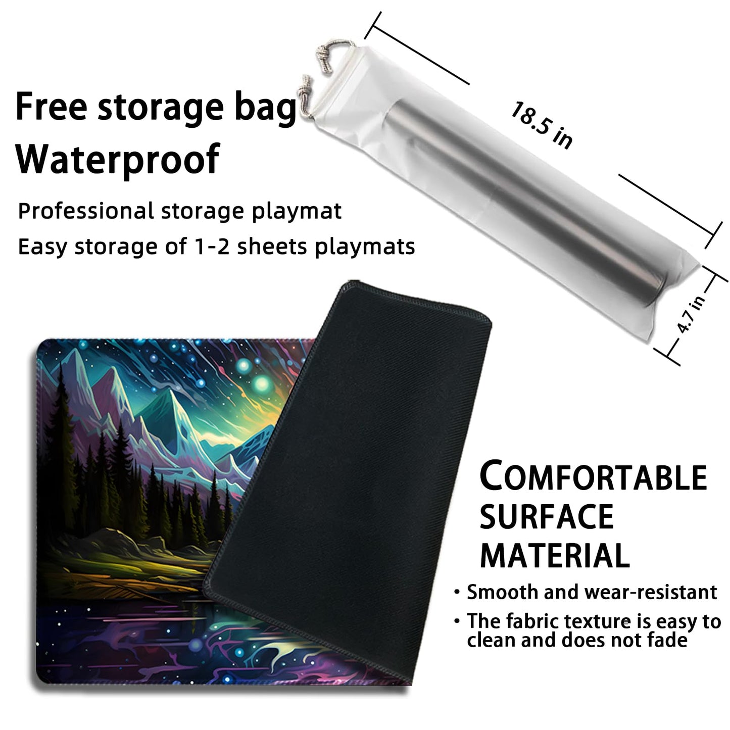 Malqiqi Playmat For Mtg, With Free Storage Bags,Game Mat 24 X 14 Inches, Tcg And Board Game Mat For Cards,Mousepad Desk Mats (Re