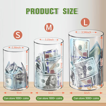 Clear Piggy Bank For Adults/Kids, Acrylic Unopenable Money Box For Cash Coin Saving, Must Break To Open, Money Saving Jar For Ad