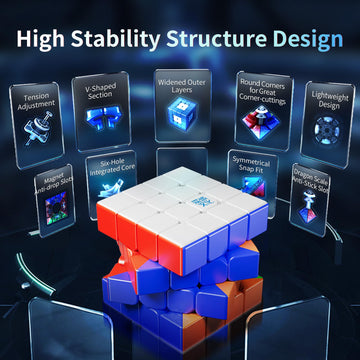 Moyu Aosu V7 4X4 Magnetic Stickerless Uv Coated Speed Cube, 4 By 4 Flagship Edition Cube, 96 Magnets, Anti-Stick Design Adjustab