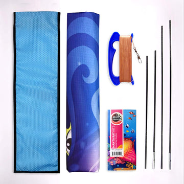 Devil Fish Kite For Kids Adults, Delta Kite Single Line Large, Kite Handle Include (Blue)