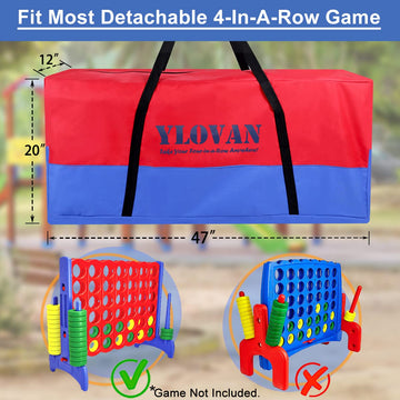 Ylovan Giant Game Carry Storage Bag For Jumbo 4 In A Row, Large Sturdy Carrying Bag Easily Transport Store Life Size, Take Your 4-In-A-Row Anywhere (Game Not Included)