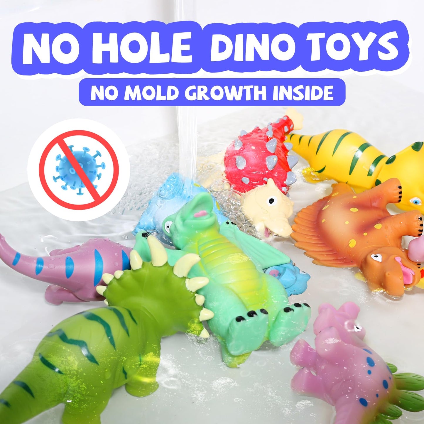 Hely Cancy Dinosaur Bath Toys - No Hole Bath Toys For Kids,Baby Bath Toys For Shower Water Pool Toys