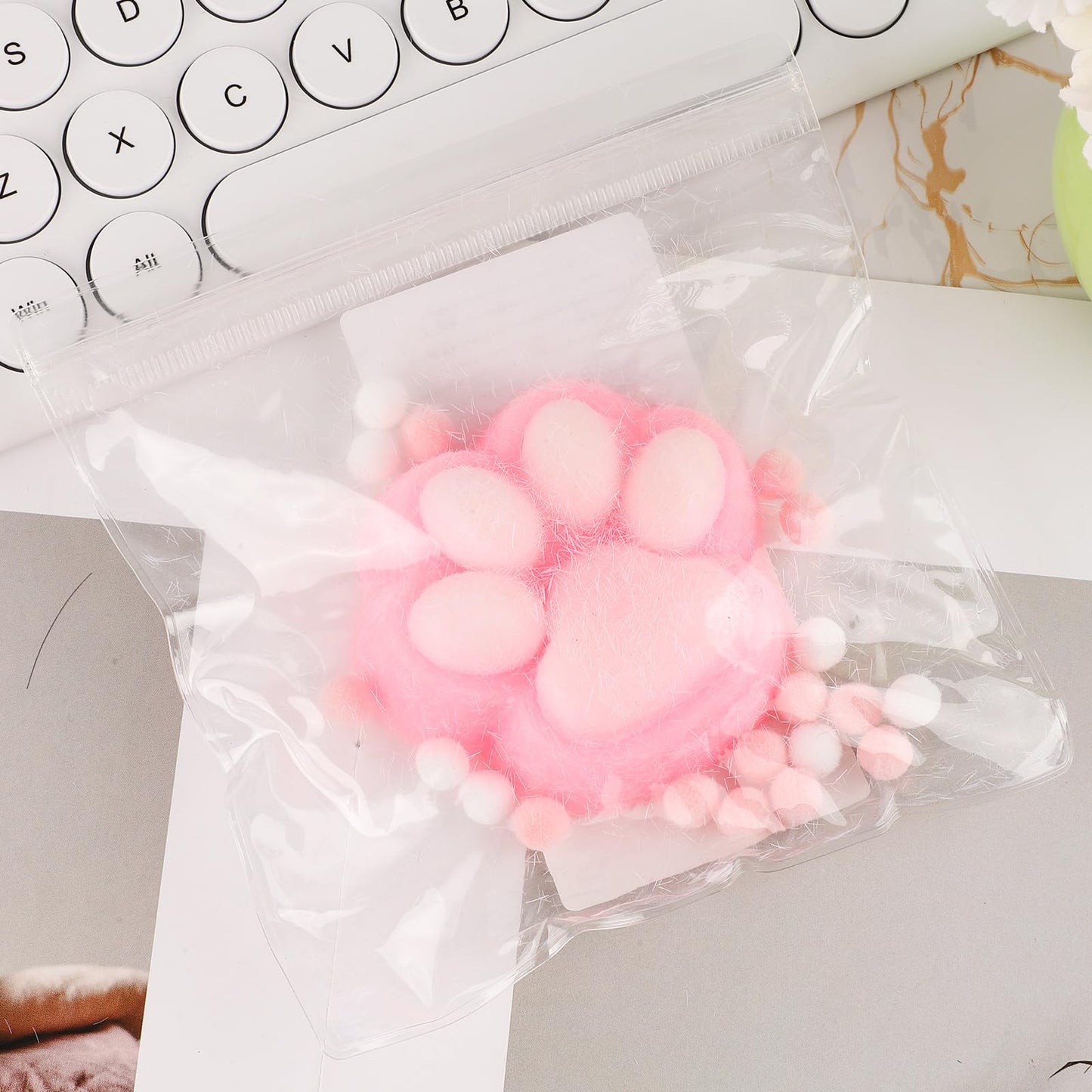 Peutier Cat Paw Squeeze Squishy Toys, Plastic Taba Soft Cat Paw With 10 Mini Balls Novelty Kawaii Jelly Kitty Paw Soft Stress Re