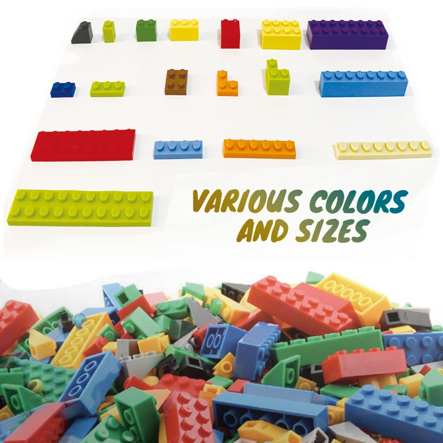 Huizdq 1500 Pieces Building Bricks, Classic Bulk Small Blocks, Classic Building Bricks Set Basic Building Blocks Compatible With