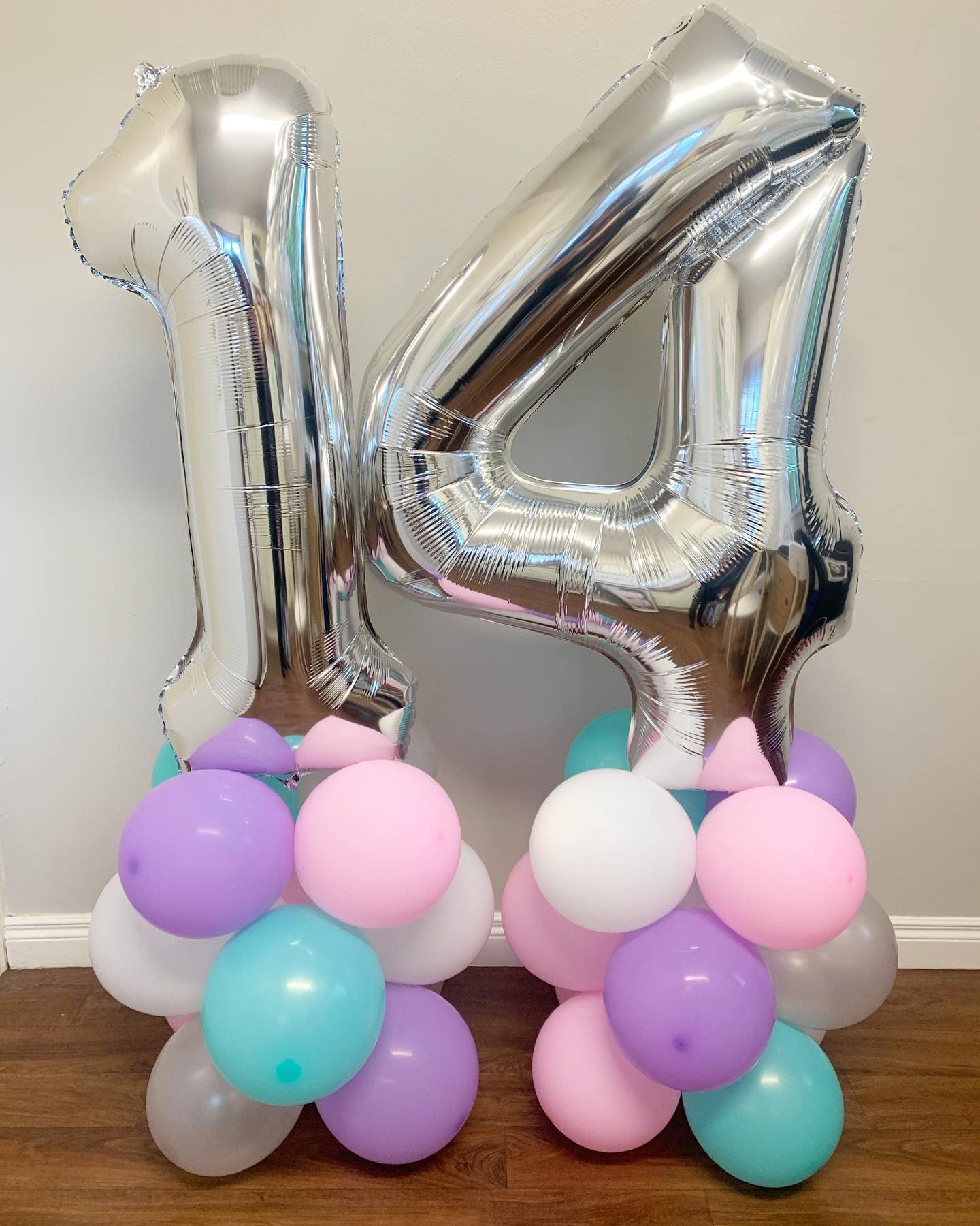 40 Inch Silver 14 Number Balloons Giant 14 Or 41 Balloons Silver Birthday 14 Balloons 14Th Birthday Anniversary Party Decoration