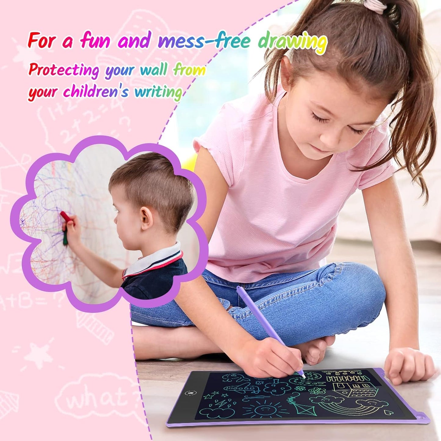 TECJOE 2 Pack 10 Inch LCD Writing Tablet, Colorful Doodle Board Electronic Drawing Pads, Kids Travel Games Learning Toys Christm
