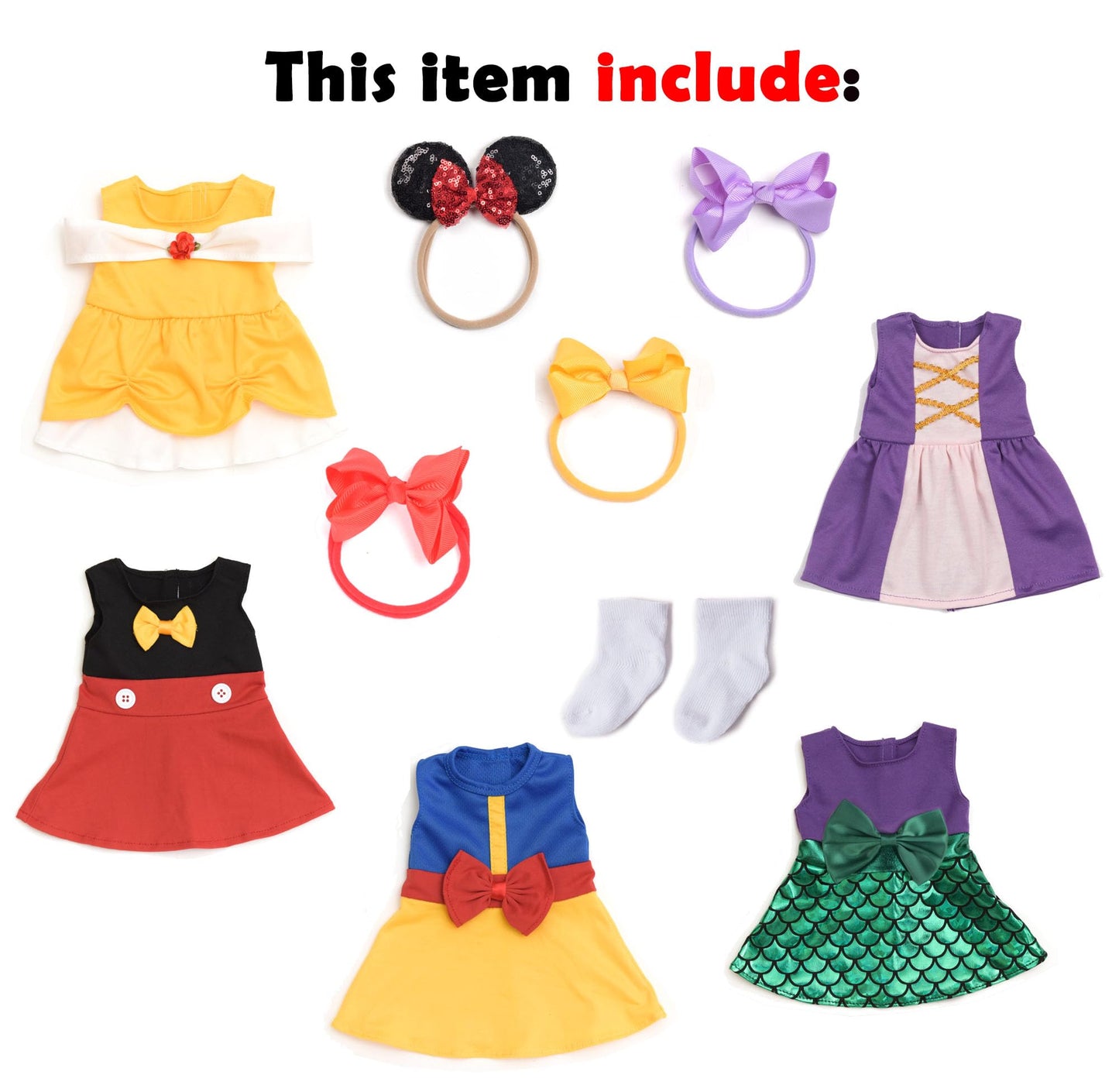Sweet Dolly Baby Doll Accessories, 5 Doll Clothes, Mermaid Princess Dresses Outfits For 15 Inch To 18 Inch Dolls, 15 Inch Baby D