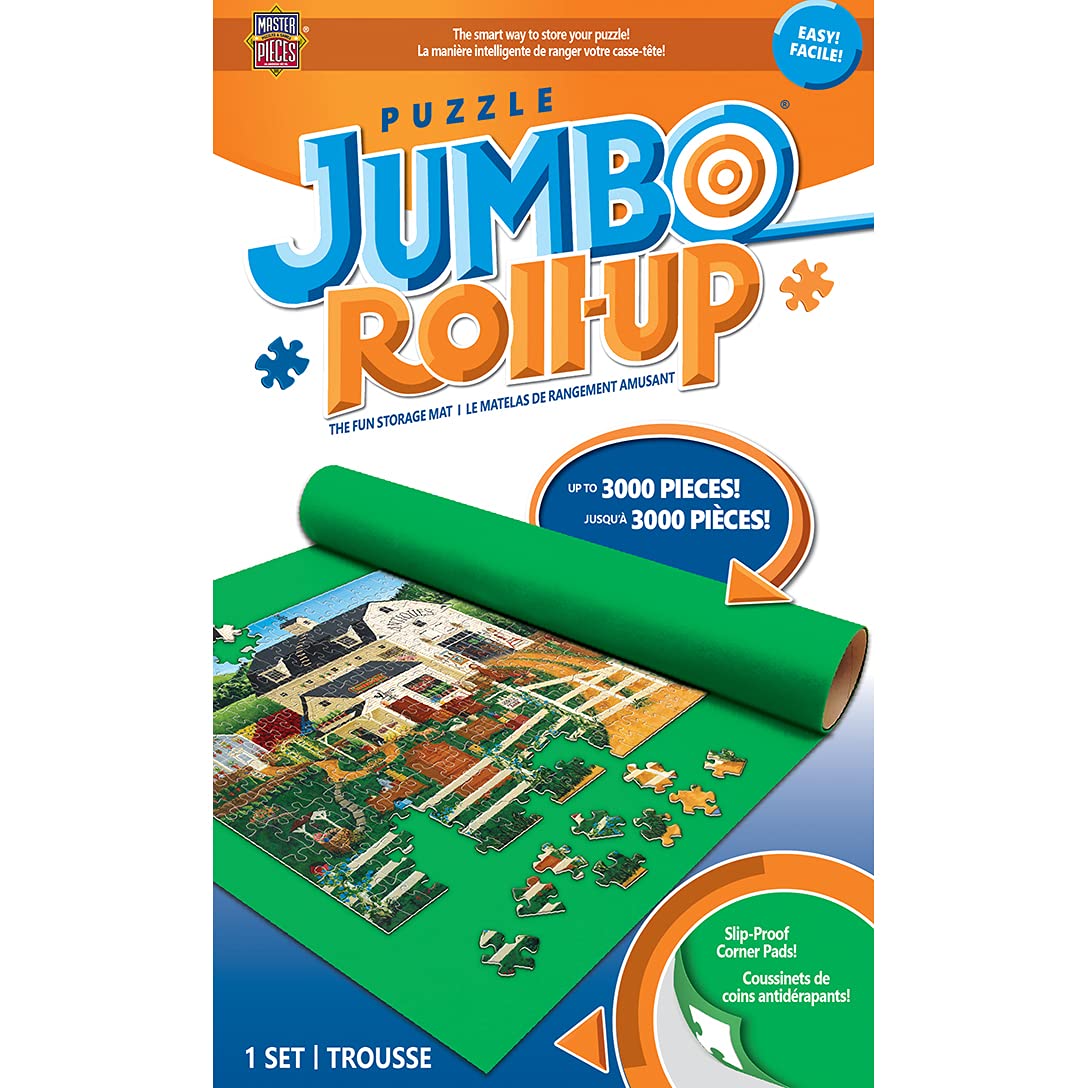 Masterpieces Accessories - Jumbo Jigsaw Puzzle Roll-Up Mat & Stow Box, 48'' X 36'', Fits 3000 Pieces
