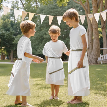Vzqi Greek Toga Costume For Kids Roman Halloween Nobility Boy Cosplay M