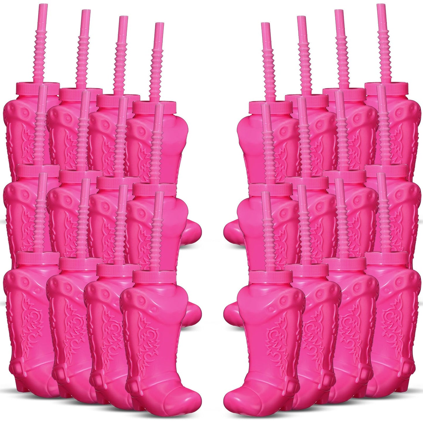Hoolerry 24 Pcs Cowboy Boot Party Plastic Cups With Straws And Lids 10 Ounces Plastic Cowboy Cups For Western Themed Party Suppl