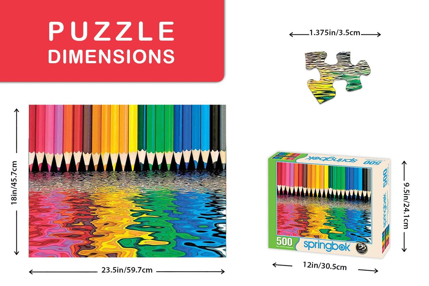Springbok Pencil Pushers 500 Piece Jigsaw Puzzle For Adults And Kids Features A Rainbow Of Colored Pencils - Made In The Usa With Interlocking Pieces That Snap Perfectly In Place.