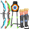 Temi 2 Pack Archery Set - Includes 2 Bows, 20 Suction Cup Arrows & 2 Quivers & Standing Target, Outdoor Light Up Toys For Kids B