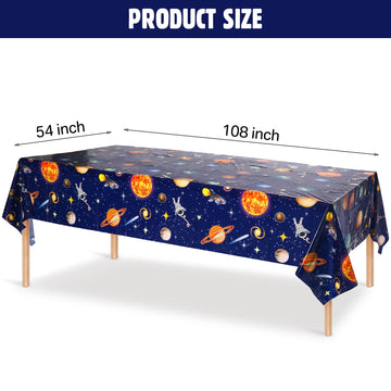 Space Tablecloth Decorations, Plastic Solar System Table Cover Planet Design For Kids Space Theme Birthday Party Decorations And Supplies, 54 X 108 Inch (6 Pieces)