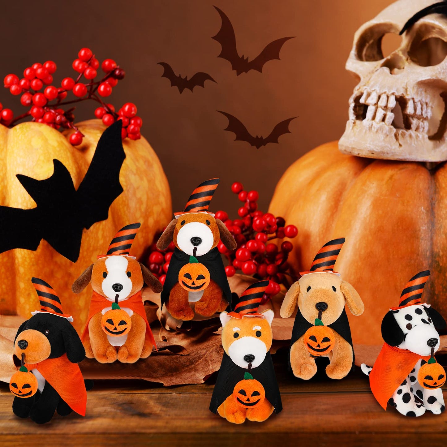 8 Pieces Plush Pets 5 Inch Stuffed Animals Bulk Assorted Cute Stuffed Pet Animal Plush Toys Small Plush Animals For Kids Halloween School Classroom Animal Themed Party Supplies Decors (Sitting Dog)