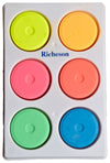 Jack Richeson Non-Toxic Tempera Paint Cakes Set of 6 - Assorted Fluorescent Colors - 1.67 Fl Oz (Pack of 6) - Model 383786