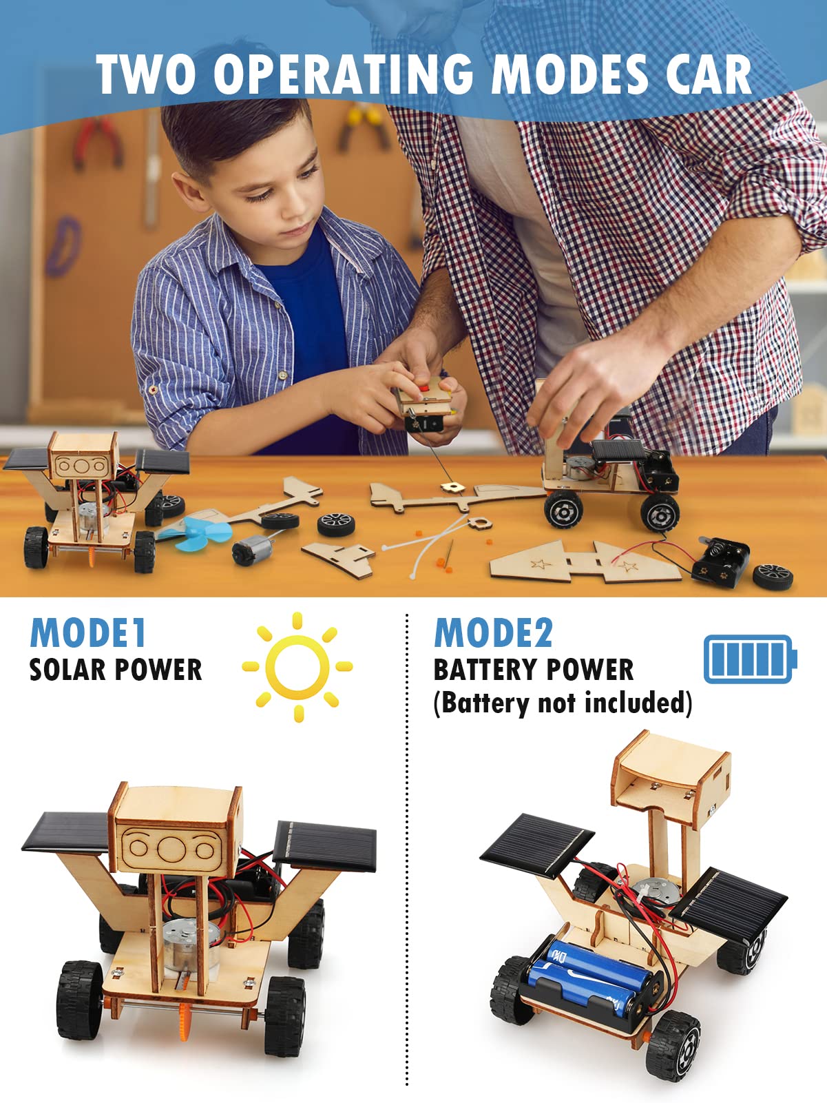 5 In 1 Stem Model Car Kits, Stem Projects For Kids, Toys For Boys Age 8-12, 3D Wooden Puzzles, Educational Science Building Kit, Christmas Birthday Gifts For 8 9 10 11 12 Year Old Boys And Girls