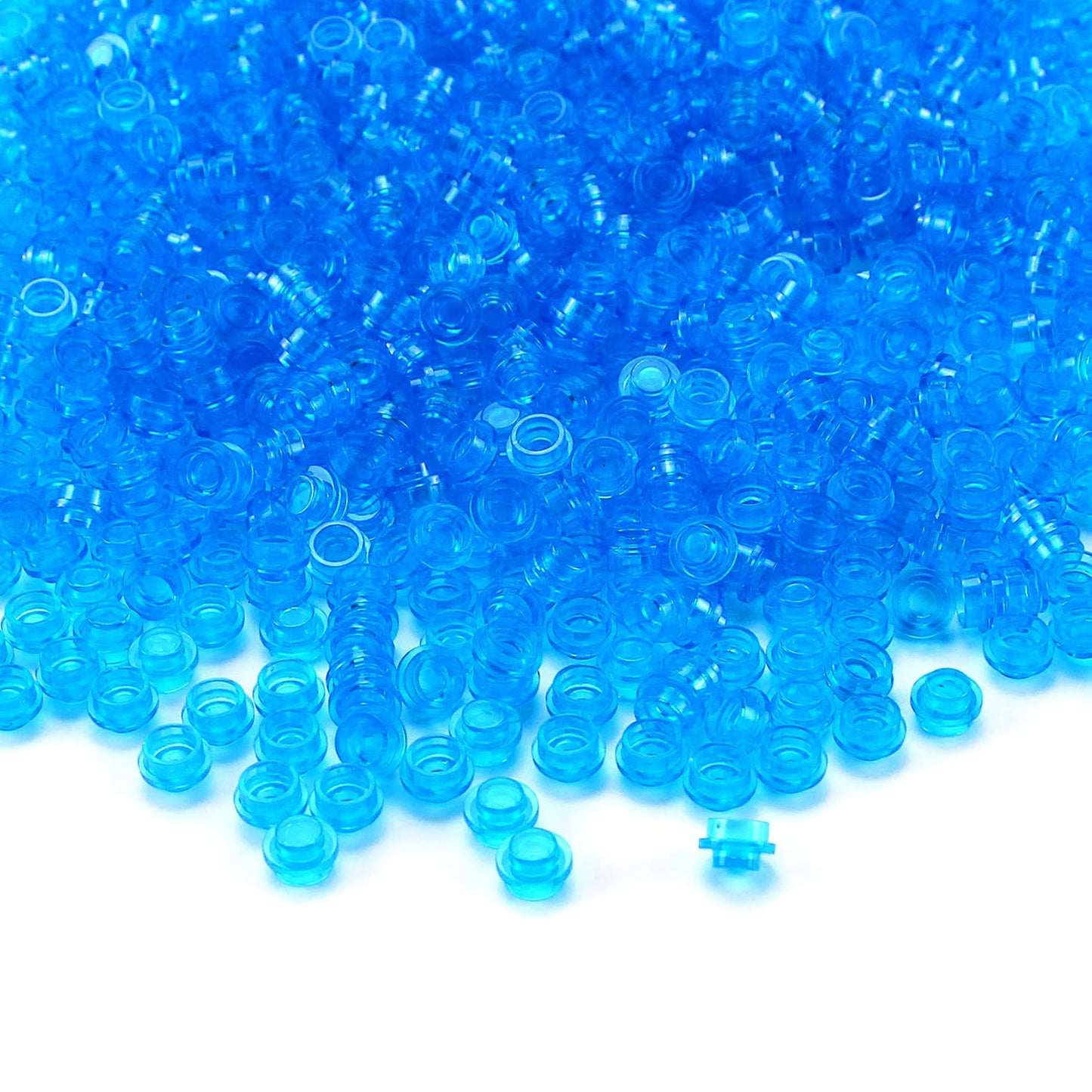 Feleph 1000Pcs Transparent Blue Round Plates 1X1 Building Blocks Parts And Pieces Bricks Dots Bulk Studs Accessories Kit Compati