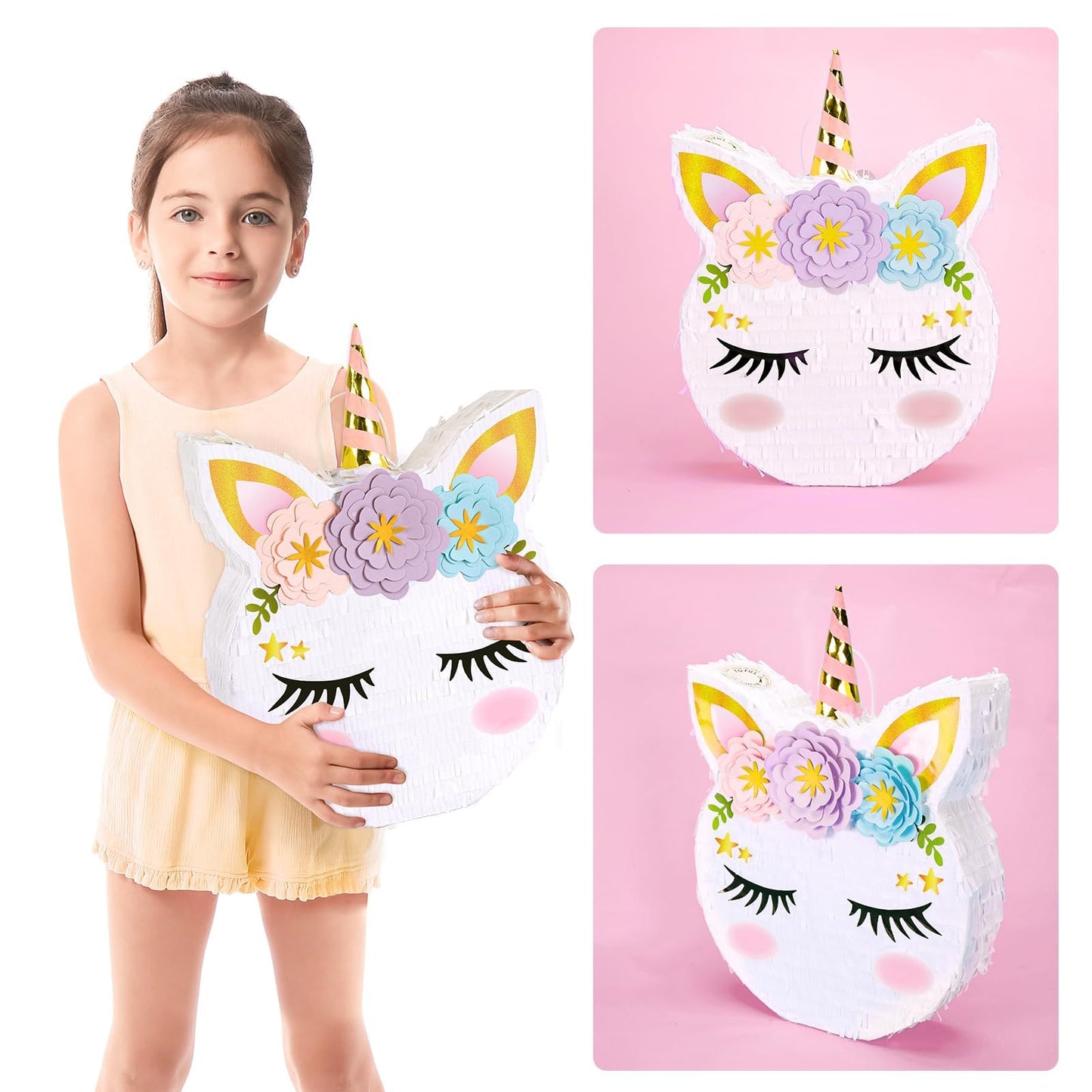 Wernnsai Unicorn Piñata - Unicorn Party Supplies Piñata With Stick And Blindfold For Girls Kids Birthday Party Game Anniversary Classroom Activities Unicorn Them Party Decorations(15.7'' X 12.2'')