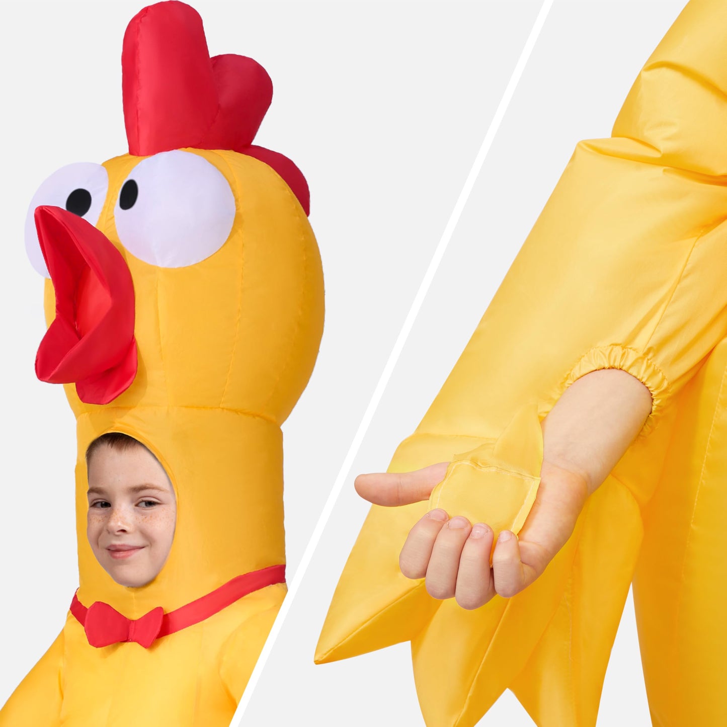 Spooktacular Creations Kids Halloween Inflatable Costumes, Scream Rubber Chicken Blow Up Costumes, Yellow Full Body Inflatable Suit With Squeakers For Halloween Costume Cosplay Themed Parties