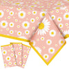 Frienda 3 Pack Plastic Tablecloths - Table Covers for Parties, 86.61 x 51.18 Inch, Waterproof Square and Rectangle Shapes (Daisy