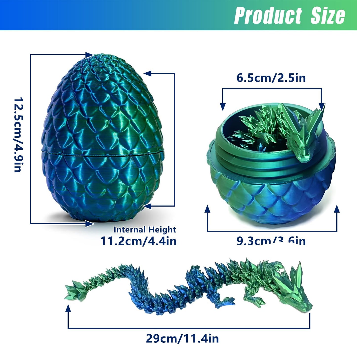 Generic 3D Printed Dragon Egg With Dragon Inside Easter Egg Full Articulated Dragon Crystal Dragon Fidget Toy Colorful Gift For