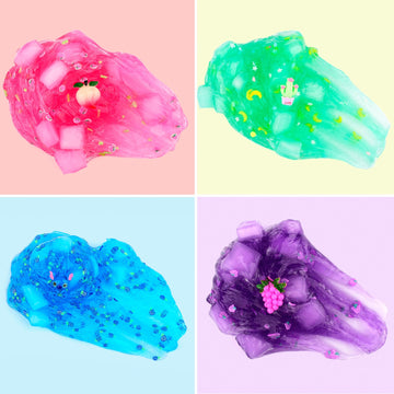 8 Pack Jelly Cube Crunchy Slime Kit, With Peach, Watermelon, Lemon,Blue Clear Slime, Super Soft & Non-Sticky, Diy Crystal Slime Party Favors For Girls Boys