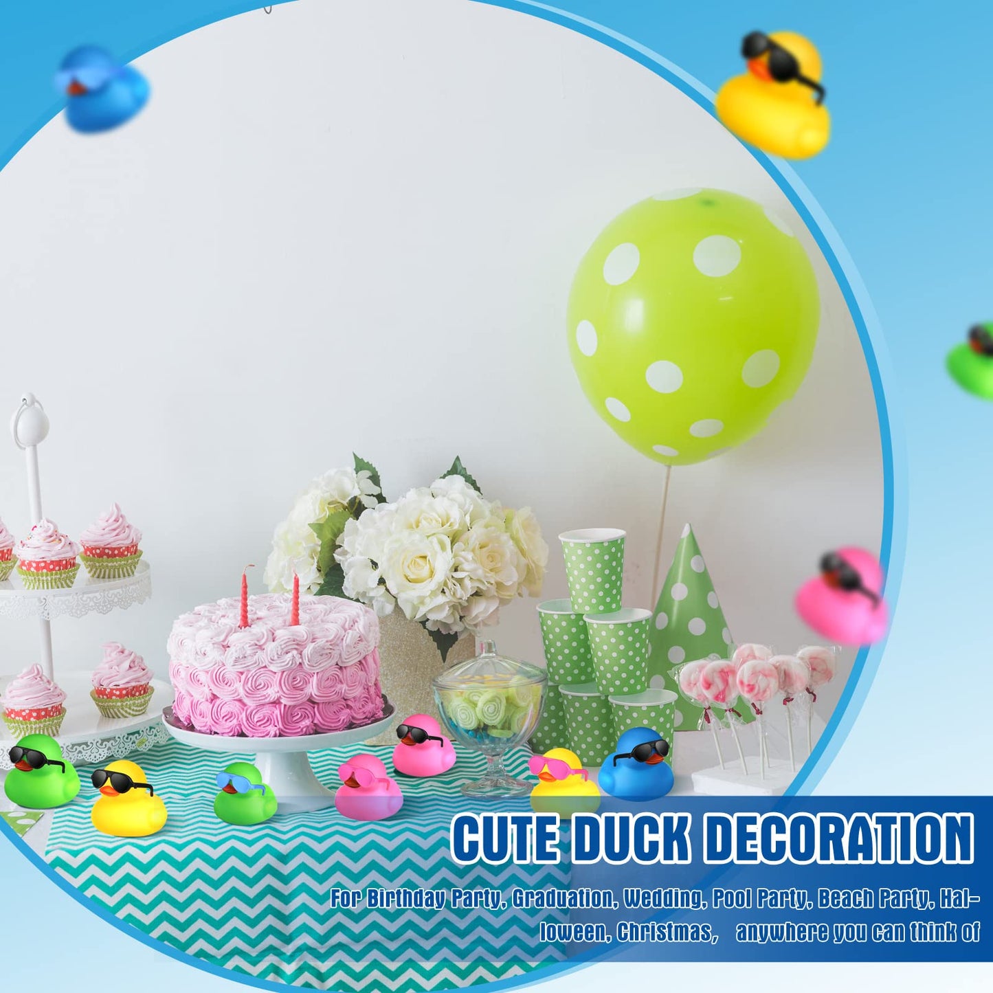36 Pcs Mini Rubber Ducks With 36 Sunglasses Rubber Ducks In Bulk Bathtub Duckies Toys For Kids Gift Baby Shower Birthday Party Favors Cruise(Multi Color, Duck With Sunglasses)