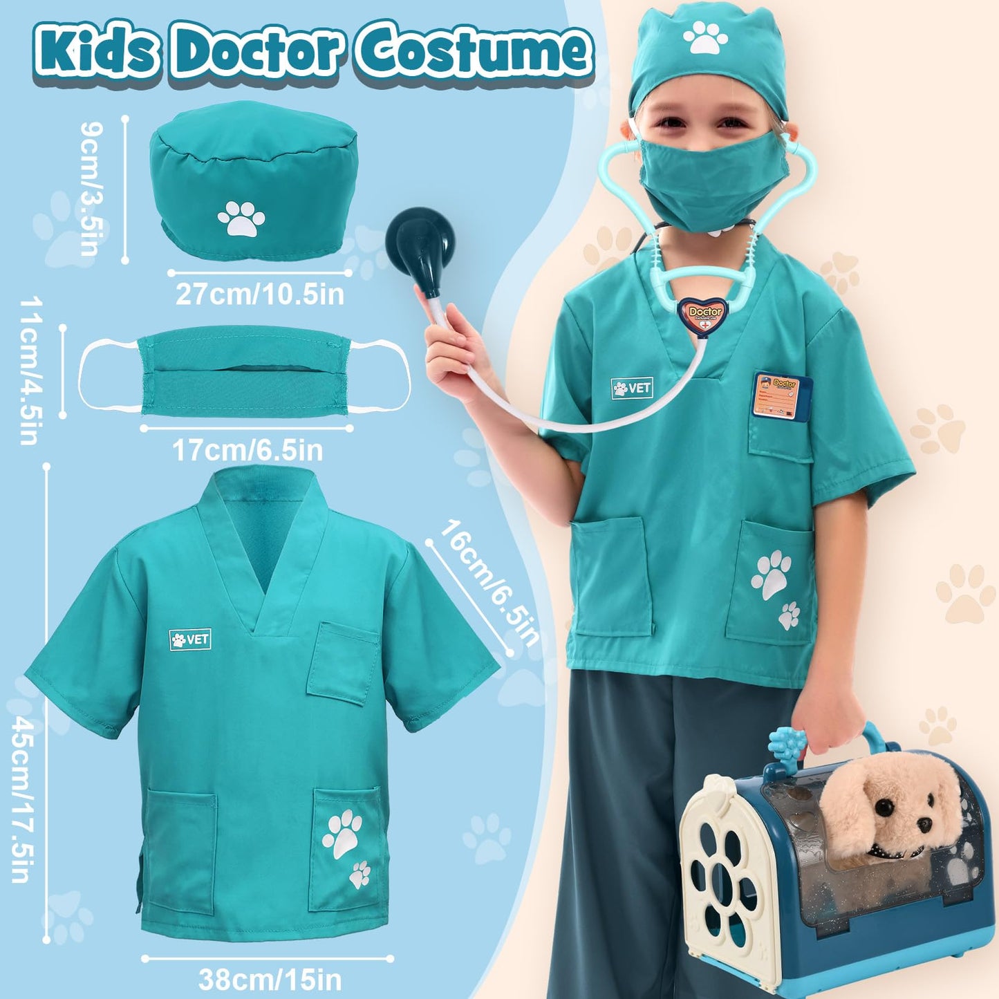 G.C 22Pcs Dog Toys for Kids Doctor Kit, Walking Barking Electronic Interactive Stuffed Dog Vet Kit Costume Pretend Play Puppy Pe