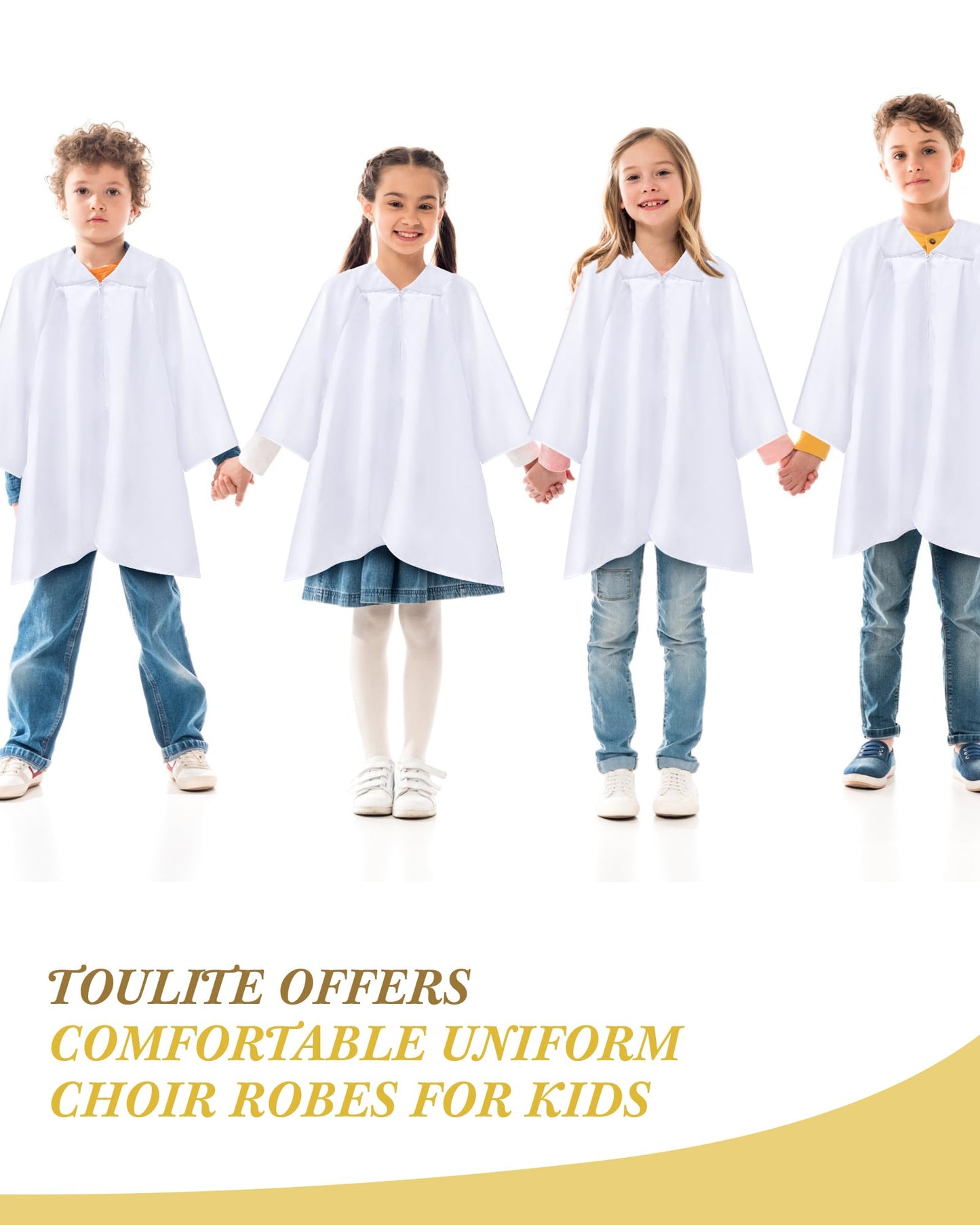 Toulite 3 Pcs Unisex Matte Choir Robes Kids Graduation Gown for School Judge Robes Costume for Baptism Church Event Pastor(Size