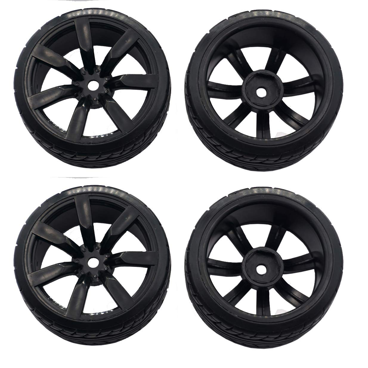 4Pcs ShareGoo OD62mm Hard Plastic RC Drift Car Tires & Wheel Rims 12mm Hex Tyre Compatible with Traxxas HSP Tamiya HPI Kyosho 1/