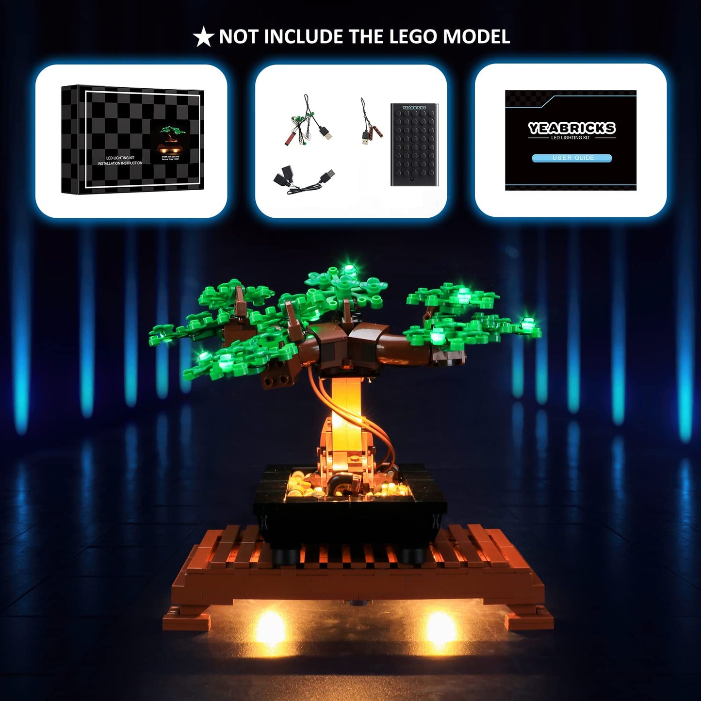 Yeabricks Led Light Kit For Lego - Creator Expert Bonsai Tree(Green) Building Blocks Model, Led Light Set Compatible With 10281(Lego Set Not Included)