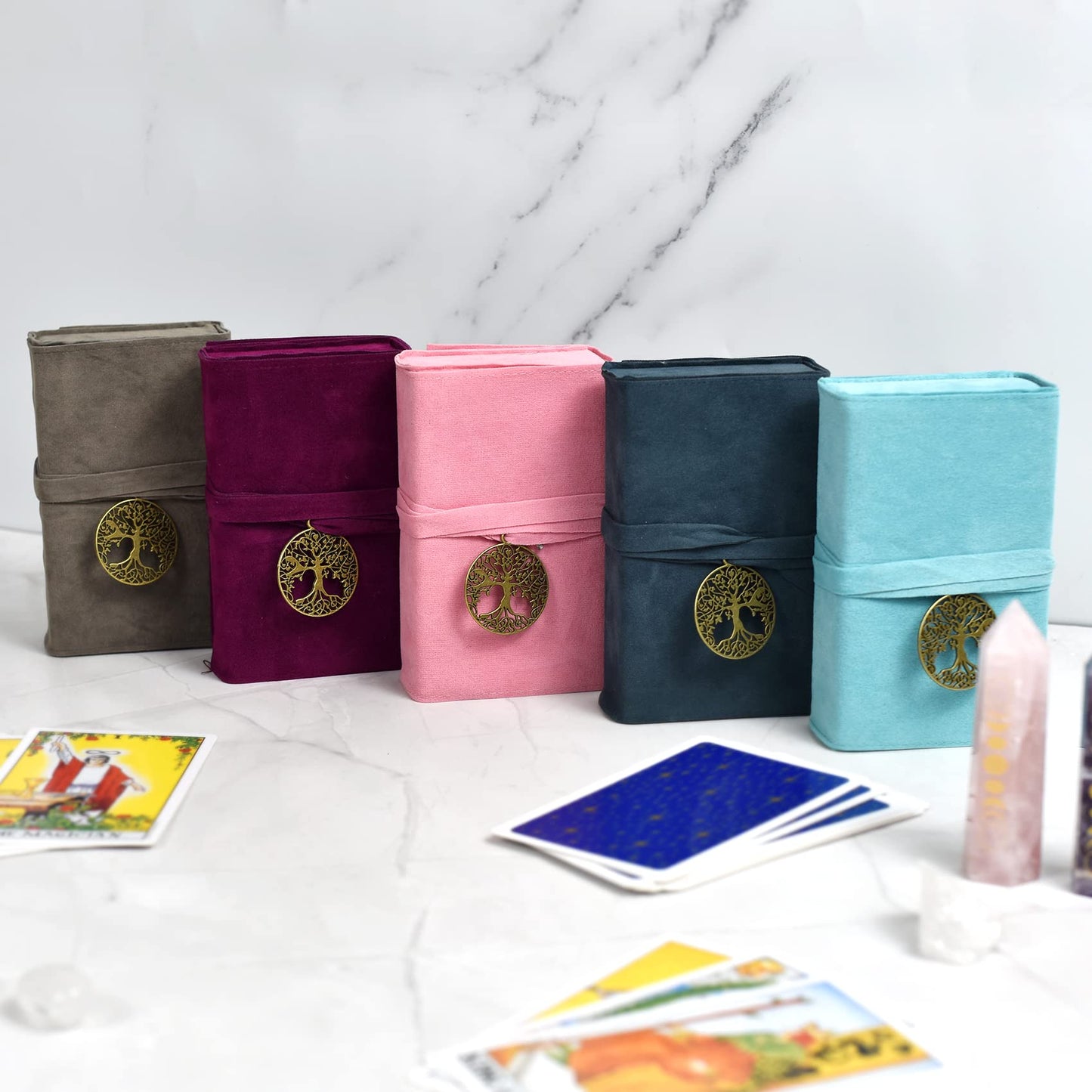 Knana 5Pcs Tarot Card Holder - Velvet Tarot Card Storage Bag, Tarot Bags And Pouches, Tarot Accessories - Tree