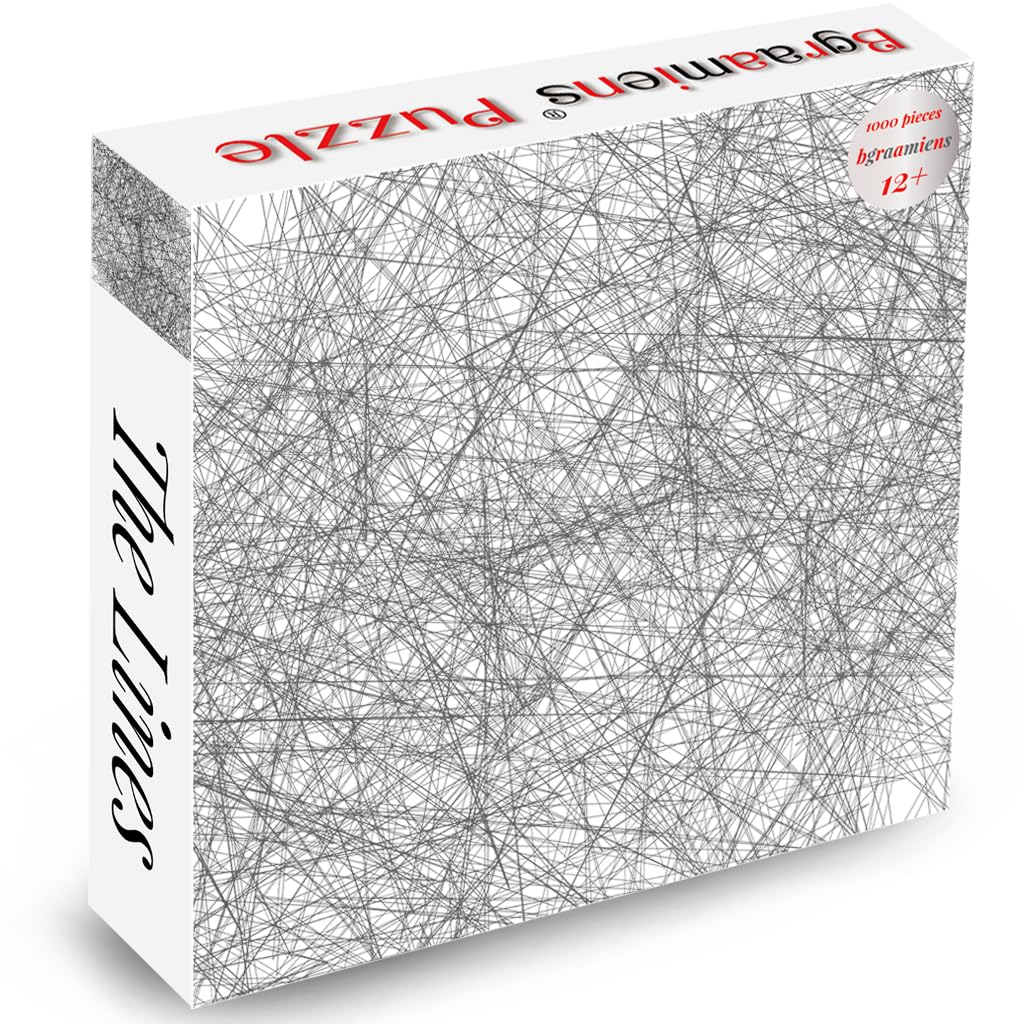 Bgraamiens Puzzle-The Lines -1000 Pieces Black And White Simple Fashion Challenge Blue Board Jigsaw Puzzles