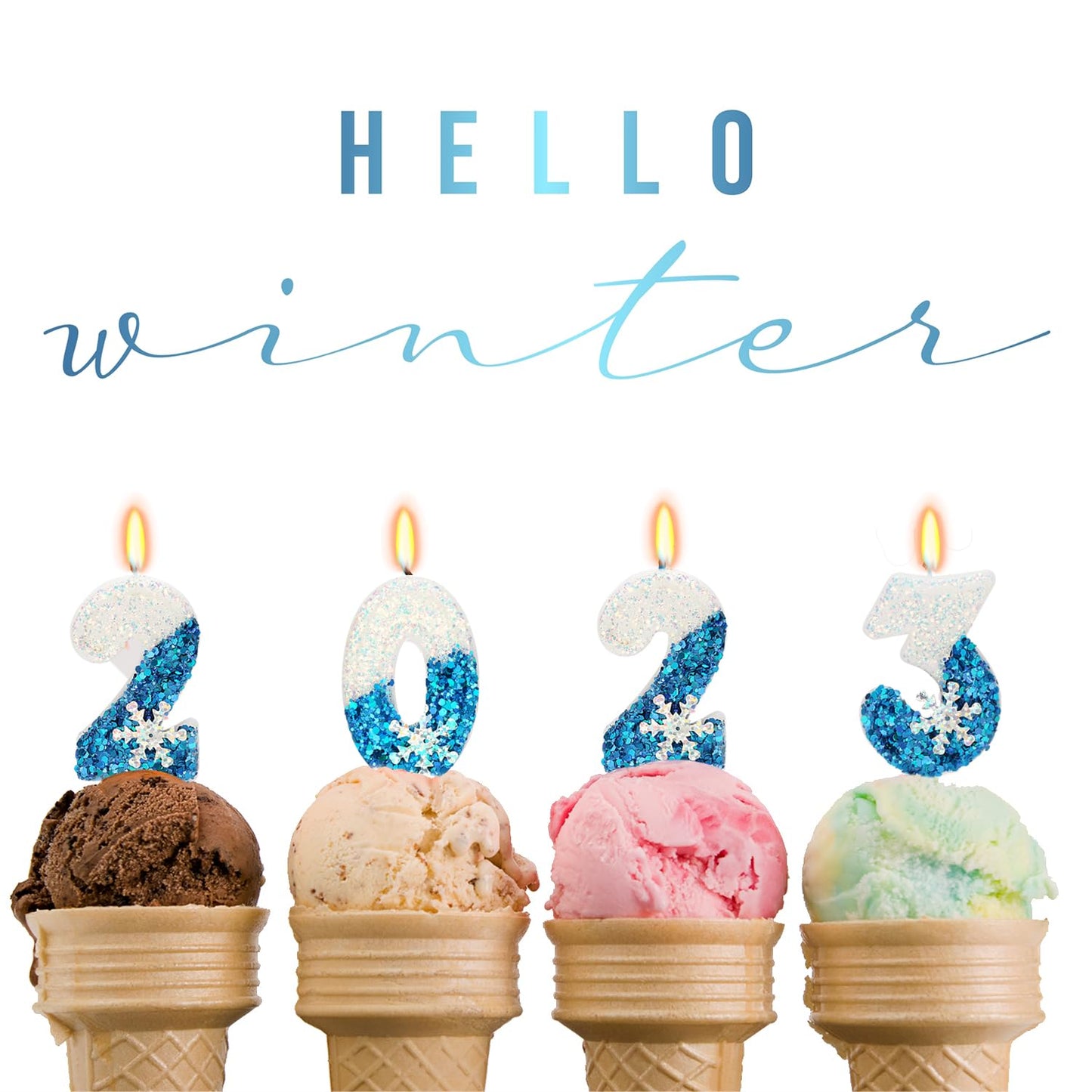 Snow Themed Birthday Candles, 13th Birthday Candle for Party Supplies, Winter Birthday Party Supplies, 2.76 inch Number 13 Candl