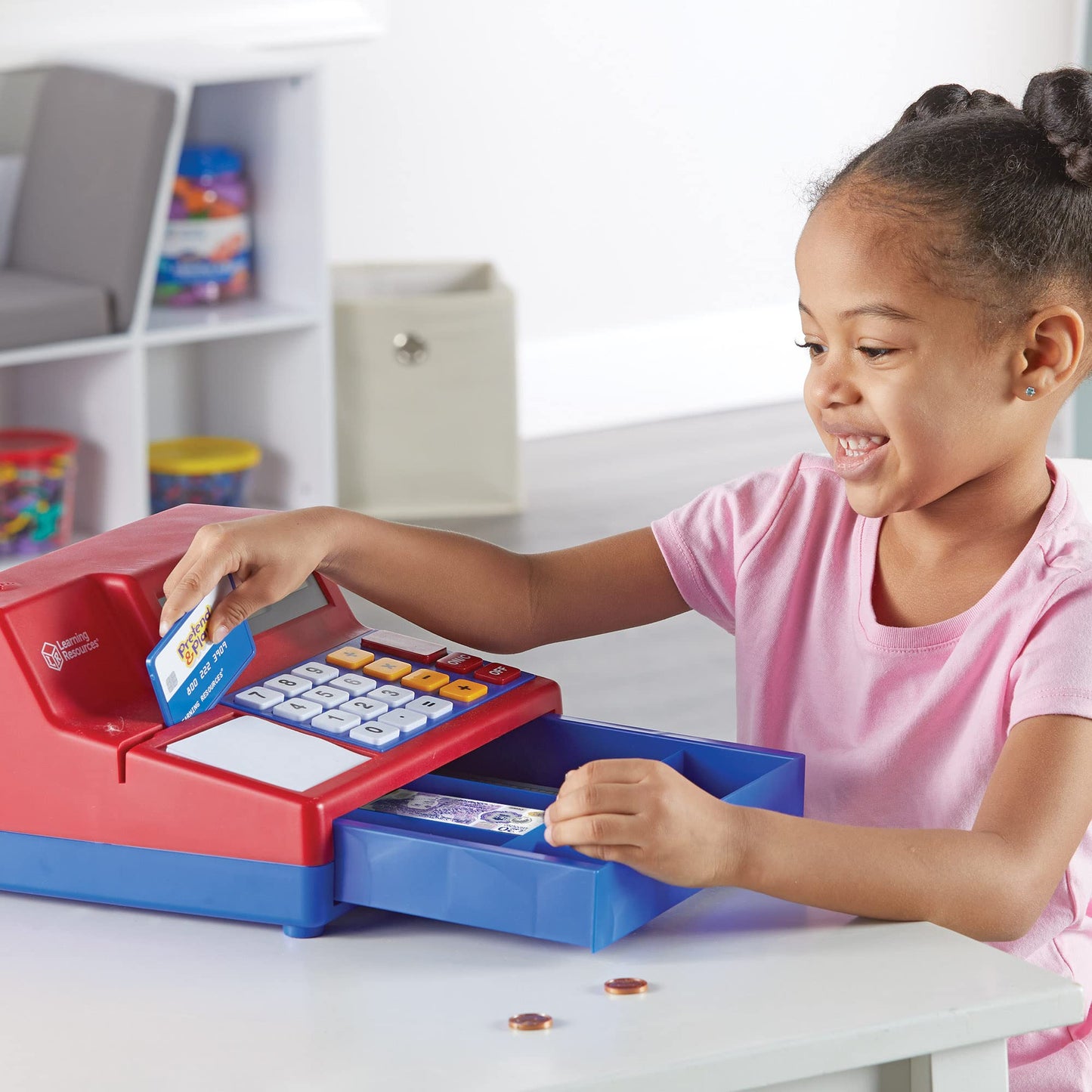 Learning Resources Pretend & Play Calculator Cash Register with Canadian Currency, Classic Counting Toy, Kids Cash Register, 73